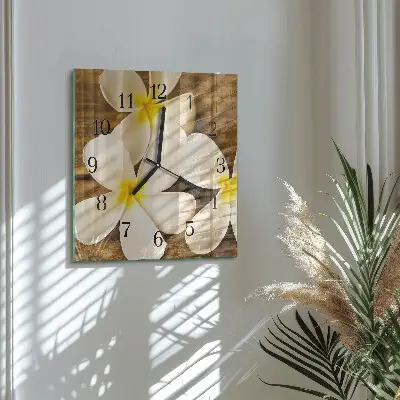 Moderne wandklok glas vierkant Bloemen