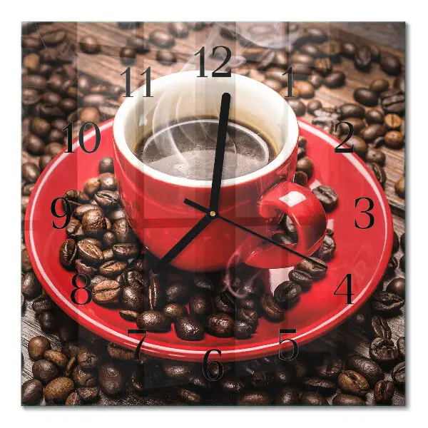Vierkante glazen klok Een kopje koffie