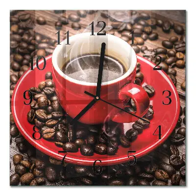 Vierkante glazen klok Een kopje koffie