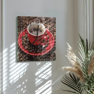 Vierkante glazen klok Een kopje koffie