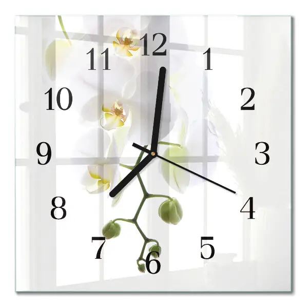 Decoratieve glazen klok vierkant Orchidee