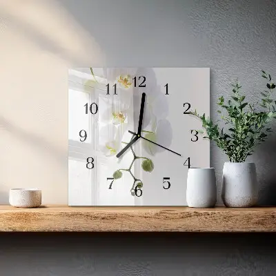 Decoratieve glazen klok vierkant Orchidee