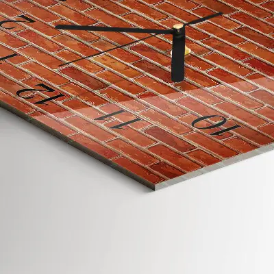 Vierkante glazen wandklok Bakstenen muur