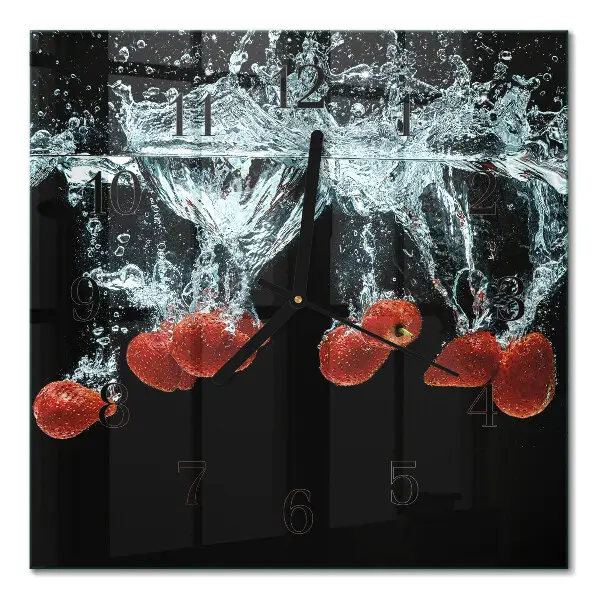 Moderne wandklok glas vierkant Aardbeien