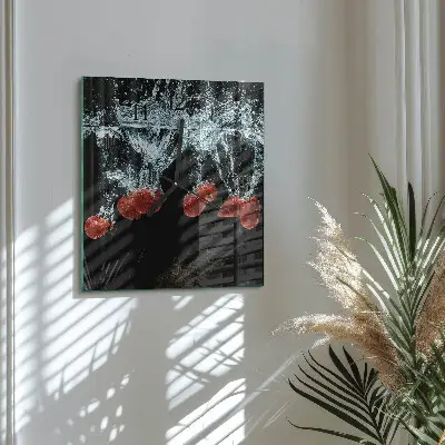 Moderne wandklok glas vierkant Aardbeien