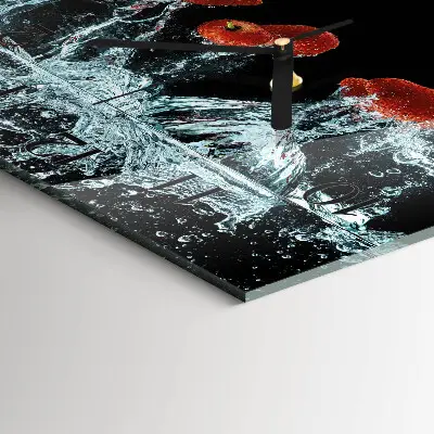 Moderne wandklok glas vierkant Aardbeien