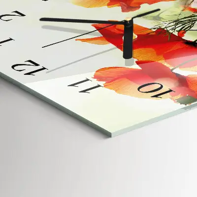 Decoratieve glazen klok vierkant Klaprozen