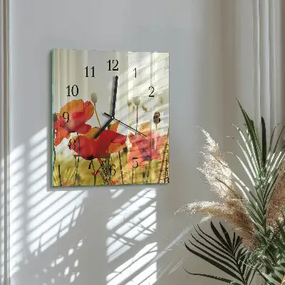 Vierkante glas klok Klaprozen