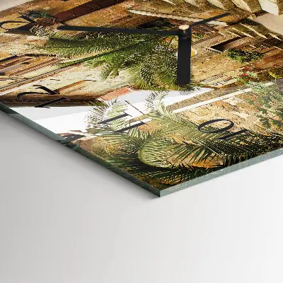 Moderne wandklok glas vierkant Palm avenue