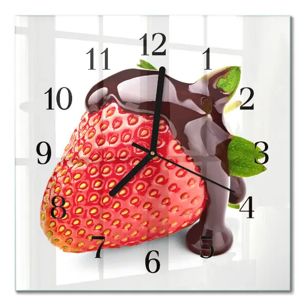 Vierkante glazen klok Aardbeienchocolade