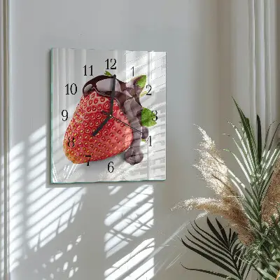 Vierkante glazen klok Aardbeienchocolade