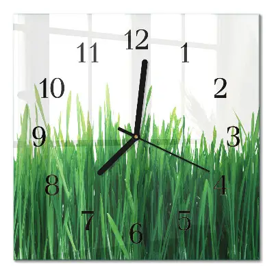 Moderne wandklok glas vierkant Gras
