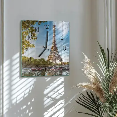 Decoratieve glazen klok vierkant Eiffeltoren parijs