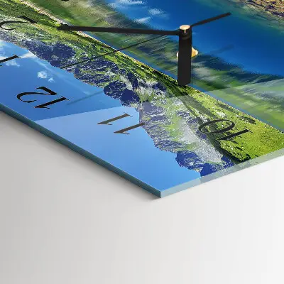 Vierkante glazen wandklok Bergmeer