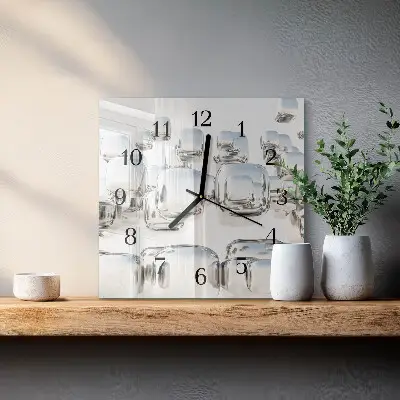 Vierkante glas klok 3d-kubus