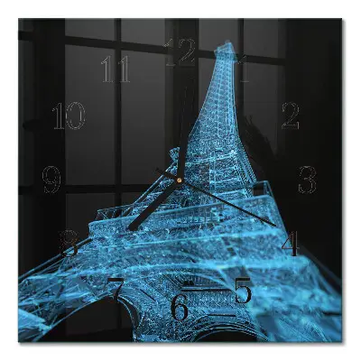Vierkante glazen wandklok Eiffeltoren parijs