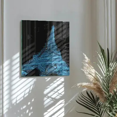 Vierkante glazen wandklok Eiffeltoren parijs