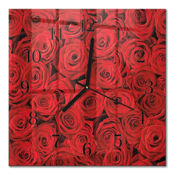 Moderne wandklok glas vierkant Rozen