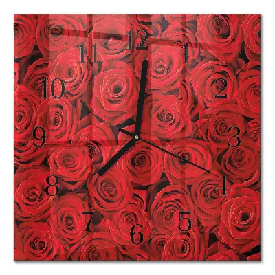Moderne wandklok glas vierkant Rozen