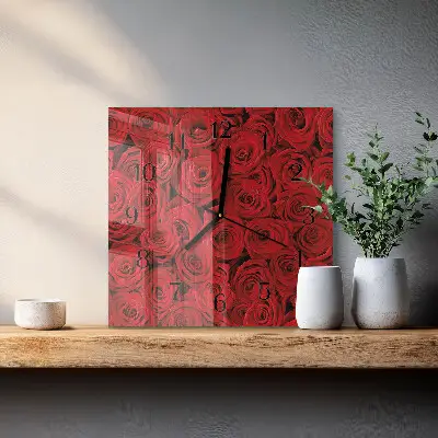 Moderne wandklok glas vierkant Rozen