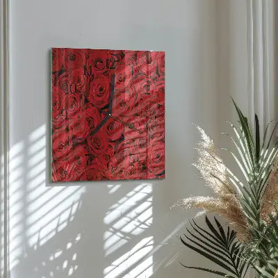 Moderne wandklok glas vierkant Rozen