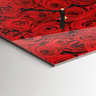 Moderne wandklok glas vierkant Rozen