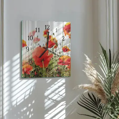 Vierkante glas klok Klaprozen