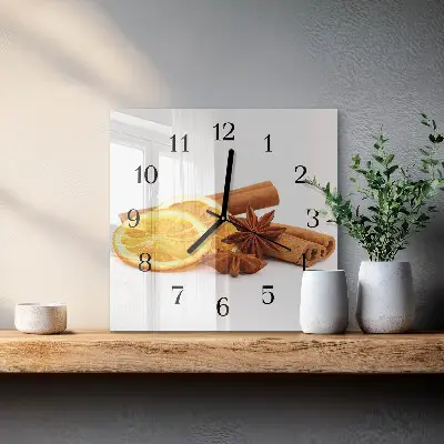 Moderne wandklok glas vierkant Vanille met citroen