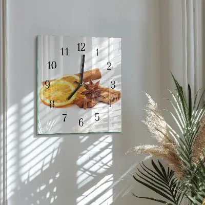 Moderne wandklok glas vierkant Vanille met citroen