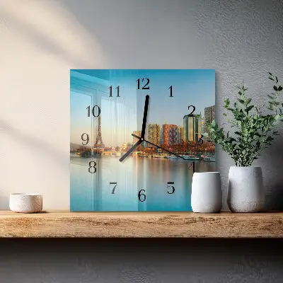 Vierkante glazen klok Eiffeltoren parijs