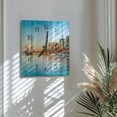 Vierkante glazen klok Eiffeltoren parijs