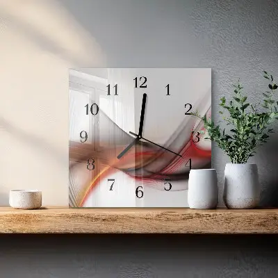Moderne wandklok glas vierkant Abstracte lijnen