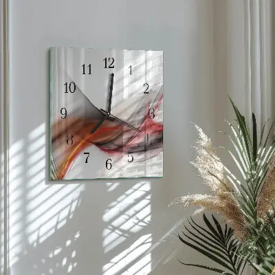 Moderne wandklok glas vierkant Abstracte lijnen