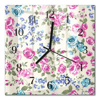 Moderne wandklok glas vierkant Rozen