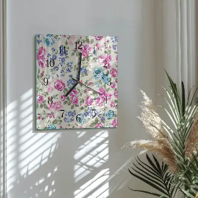 Moderne wandklok glas vierkant Rozen