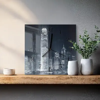 Vierkante glazen klok Horizon