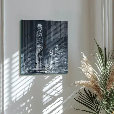 Vierkante glazen klok Horizon