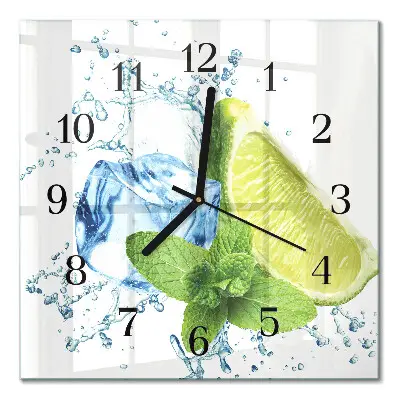 Decoratieve glazen klok vierkant Limoen en munt