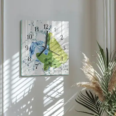 Decoratieve glazen klok vierkant Limoen en munt