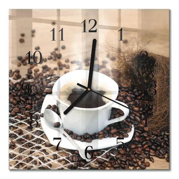 Moderne wandklok glas vierkant Een kopje koffie