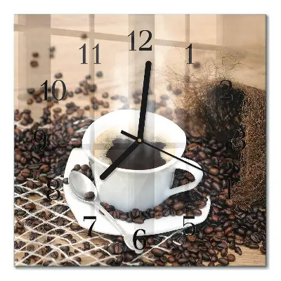 Moderne wandklok glas vierkant Een kopje koffie