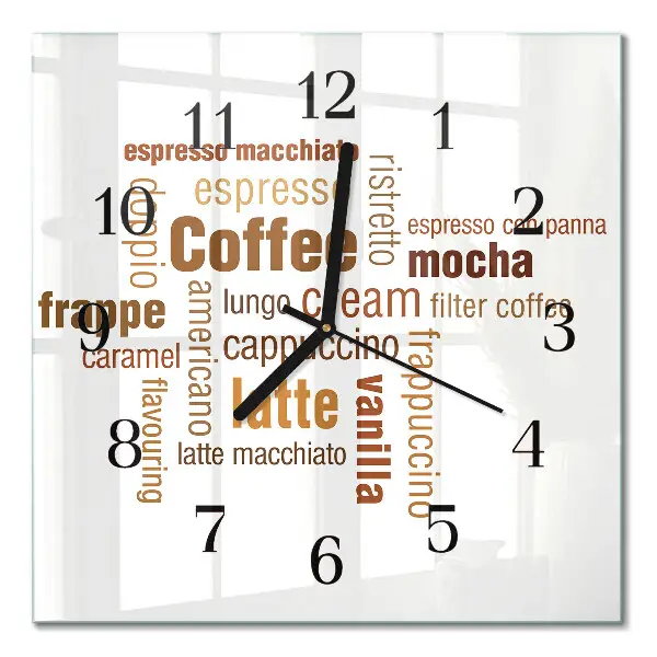 Vierkante glazen klok Koffie