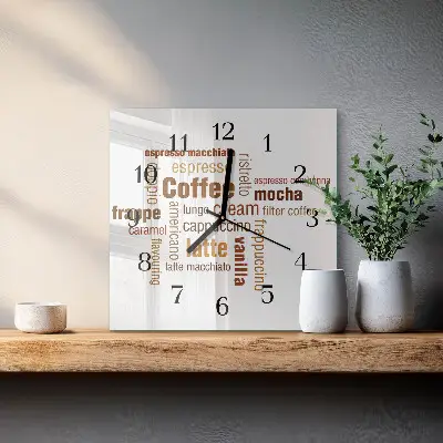 Vierkante glazen klok Koffie