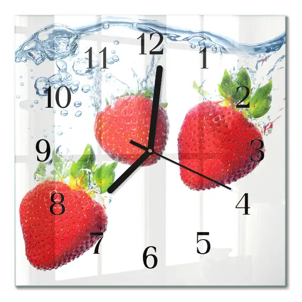 Decoratieve glazen klok vierkant Aardbeien