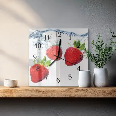 Decoratieve glazen klok vierkant Aardbeien