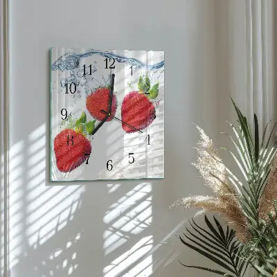 Decoratieve glazen klok vierkant Aardbeien