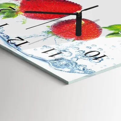 Decoratieve glazen klok vierkant Aardbeien
