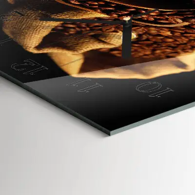 Moderne wandklok glas vierkant Koffiebonen