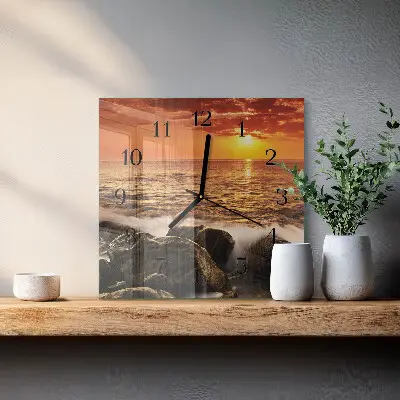 Vierkante glazen klok Zonsondergang