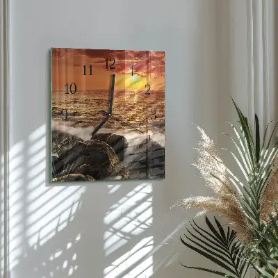 Vierkante glazen klok Zonsondergang